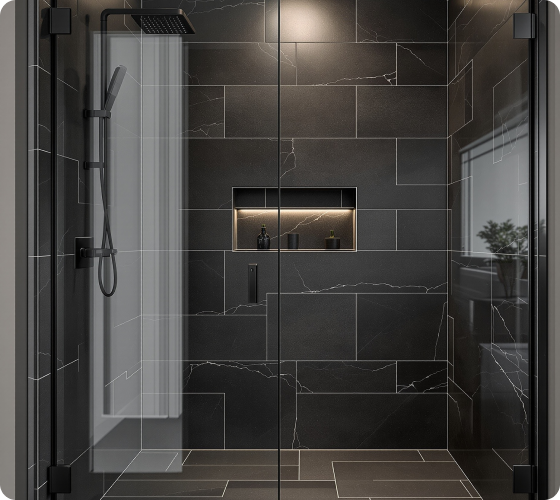 Modern walk-in shower interior